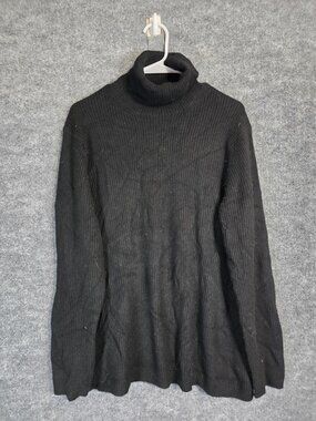 Naadam Sweater Womens 1X Black 100% Cashmere Turtleneck Pullover Stains Pilling